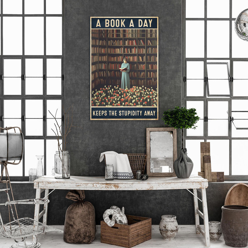 A Book A Day 2 - 1 Piece Rectangle Graphic Art Pri " A Book A Day 2 - 1 Piece Rectangle Graphic Art Print On Wrapped Canvas "