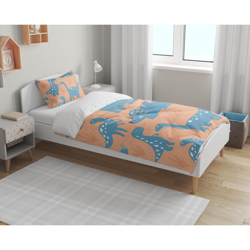 Prehistoric Pals Decorative Lightweight Comforter Set, Peach Animal Print