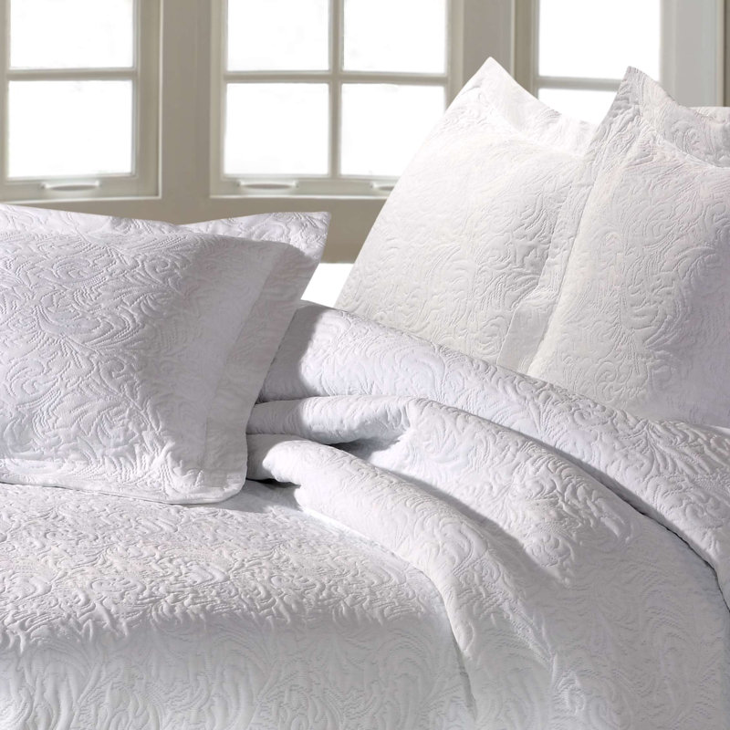 Karnes Cotton Blend Solid Colour Bedspread, Double Bedspread, White