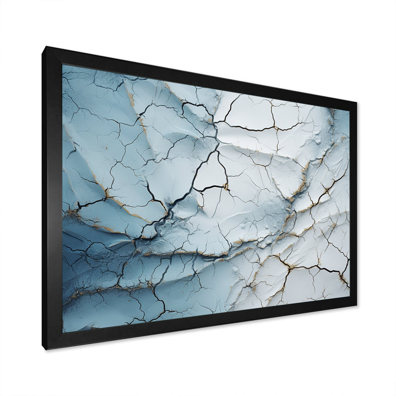 «Blue and White Snow Blooming IV», reproduction sur toile, Cadre simple noir, H 12 po x l 20 po x P 1 po