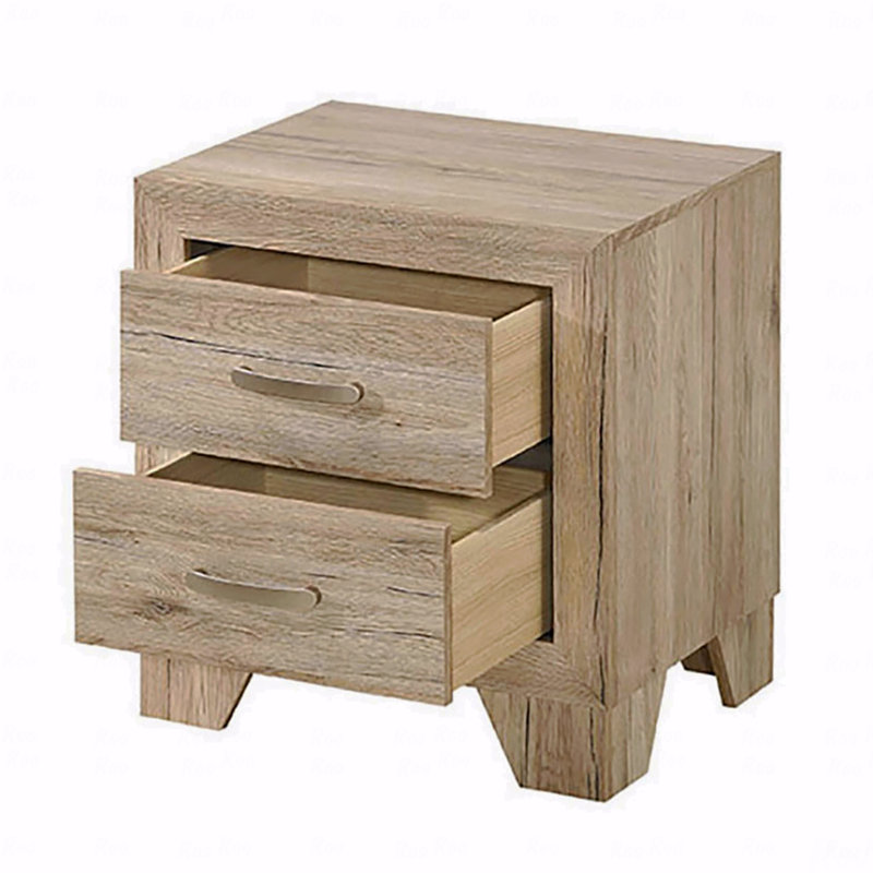 Table de chevet 2 tiroirs, naturel