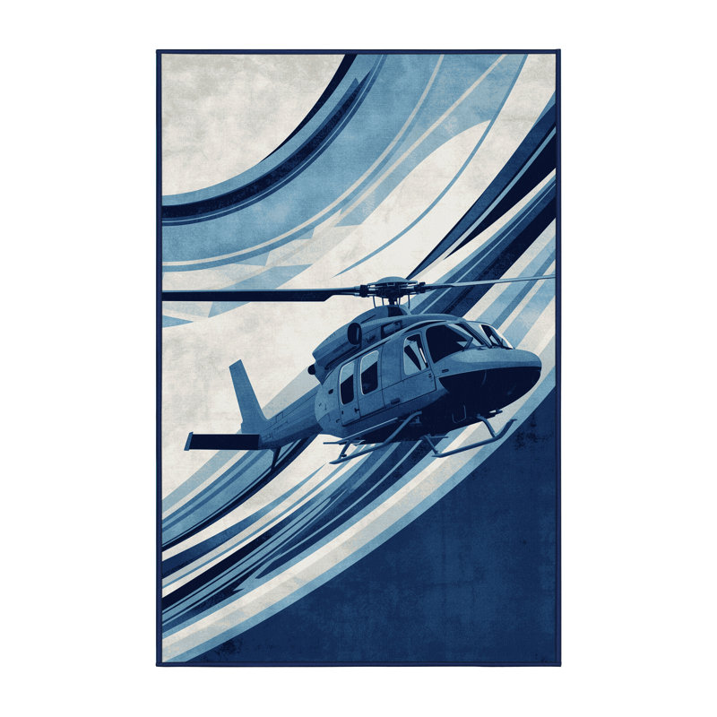 Tapis bleu marine et bleu marine Mendon, 3 X 5