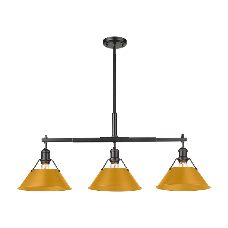 Luminaire suspendu pour îlot de cuisine 3 lumières Bisto, Auric Yellow, Matte Black
