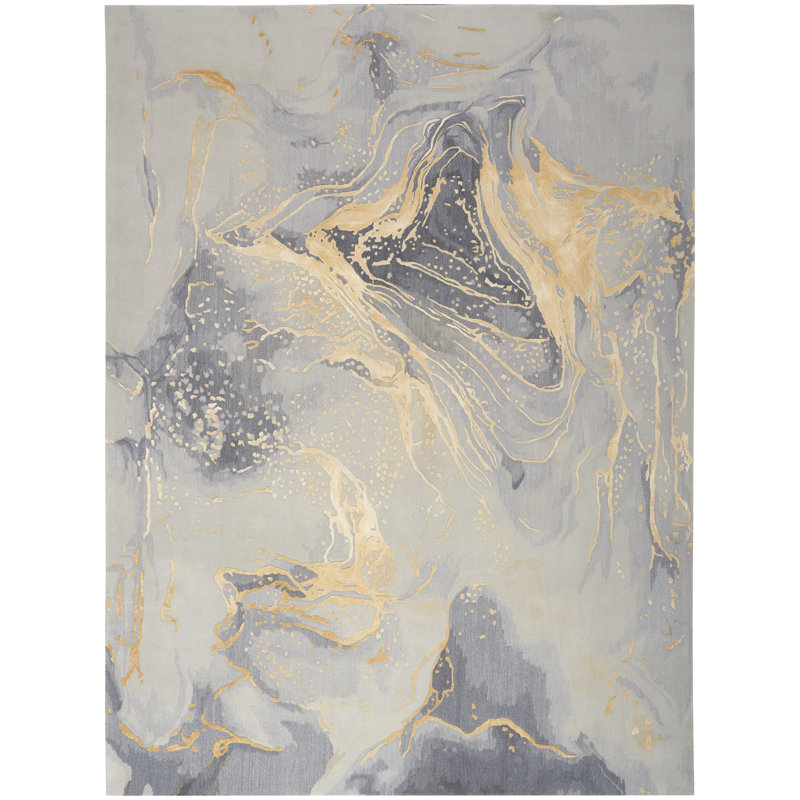 Nourison Prismatic Area Rug Grey/Gold, Rectangle 3'9" x 5'9"