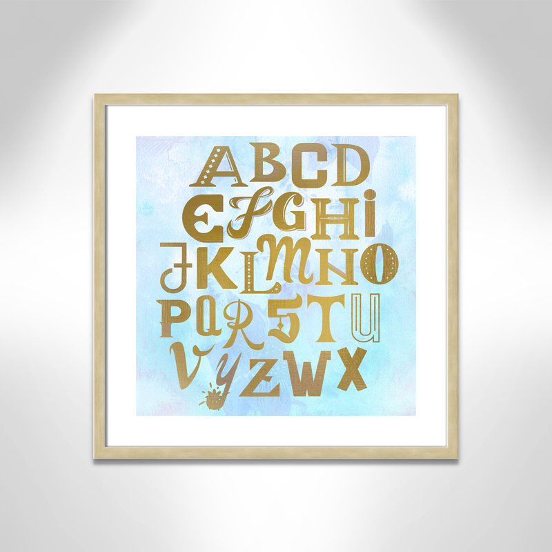 Abc Blue », impression sur papier, Encadré de boîte champagne, H 22,5 po x l 22,5 po x P 1,18 po