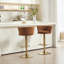 Tabouret de bar d'intérieur rembourré avec structure en métal, finition noyer et tissu beige, ensemble de 2