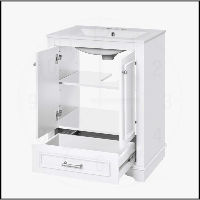 Ensemble de meuble-lavabo 24 po avec lavabo en céramique, Blanc
