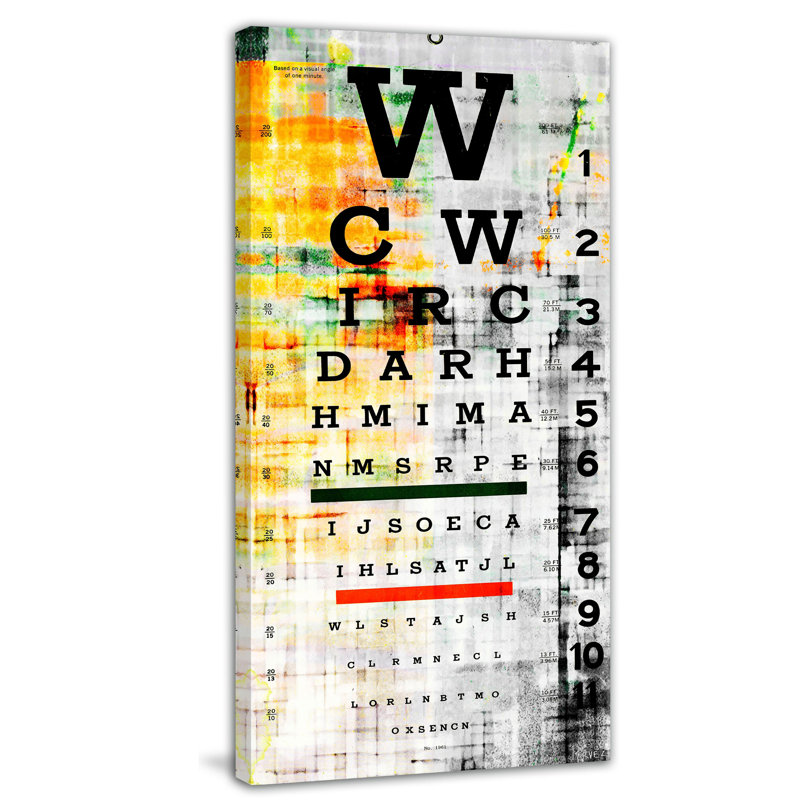 « eye chart » par parvez taj,, reproduction d’art sur toile tendue, H 45 po x l 22,5 po x P 1,5 po