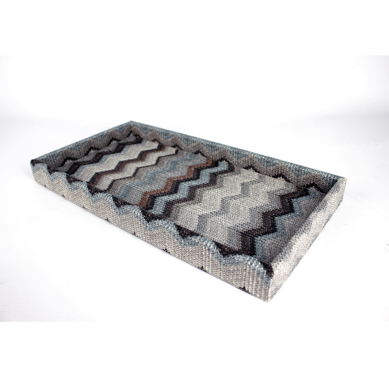 Conerly Polyester Tray, 3cm H x 36cm W x 19cm D, Grey/Brown/Blue