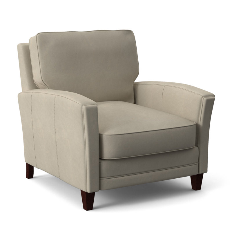 Zion Armchair, Mahogany, Aline Light Gray Stonewash Genuine Leather