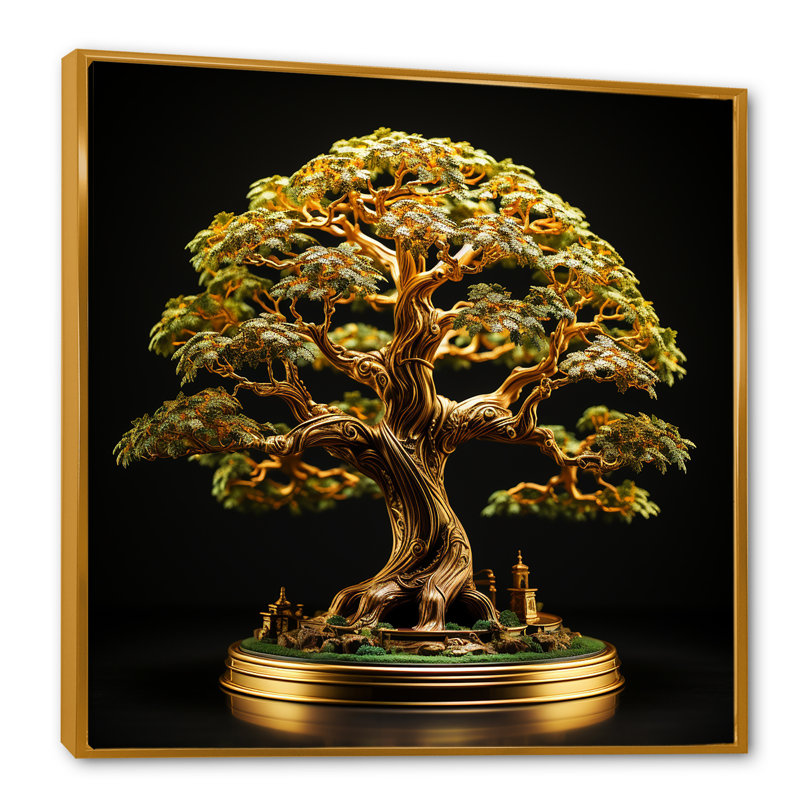 " Bonsai Tree Tranquility Expression ", Gold Floater Framed, 24" H x 24" W x 1" D