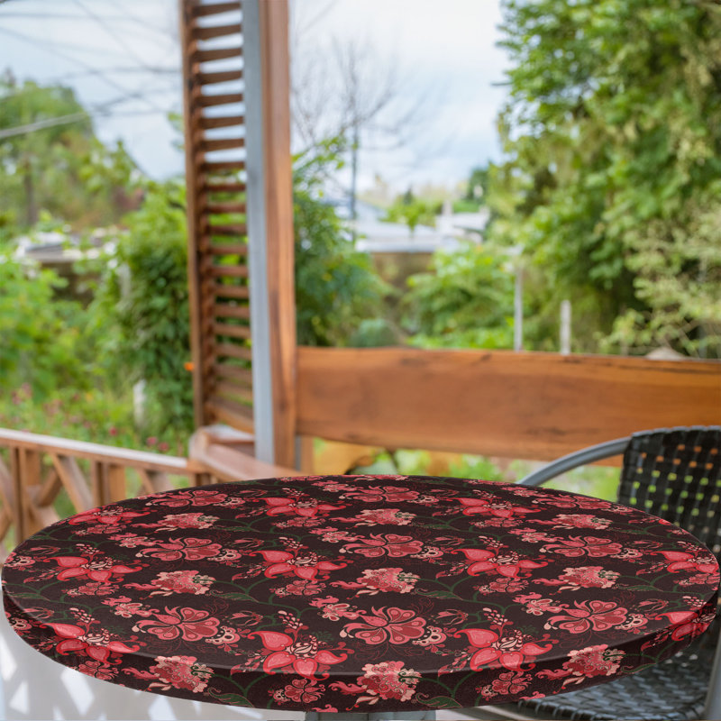Ebern Designs Romantic Fitted Round Tablecloth Diameter Multicolor