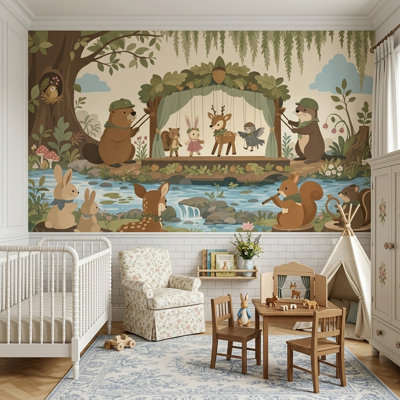 Puppet Theater Wallpaper Woodland Nursery Wall Mural
