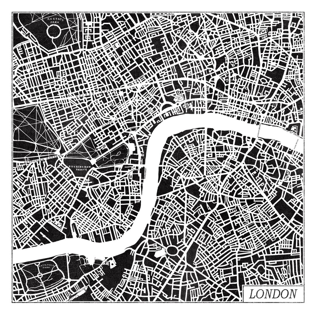 Leinwandbild London Map Black von Laura Marshall