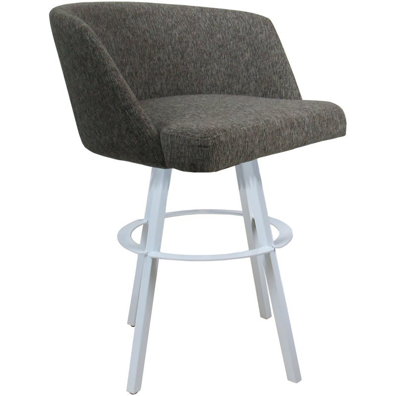 Tabouret de bar pivotant en métal Karimah, Beige, Blanc