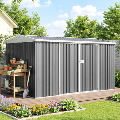 Abdihakin 14 ft. W x 8 ft. D Metal Tongue & Groove Flat Tool Shed