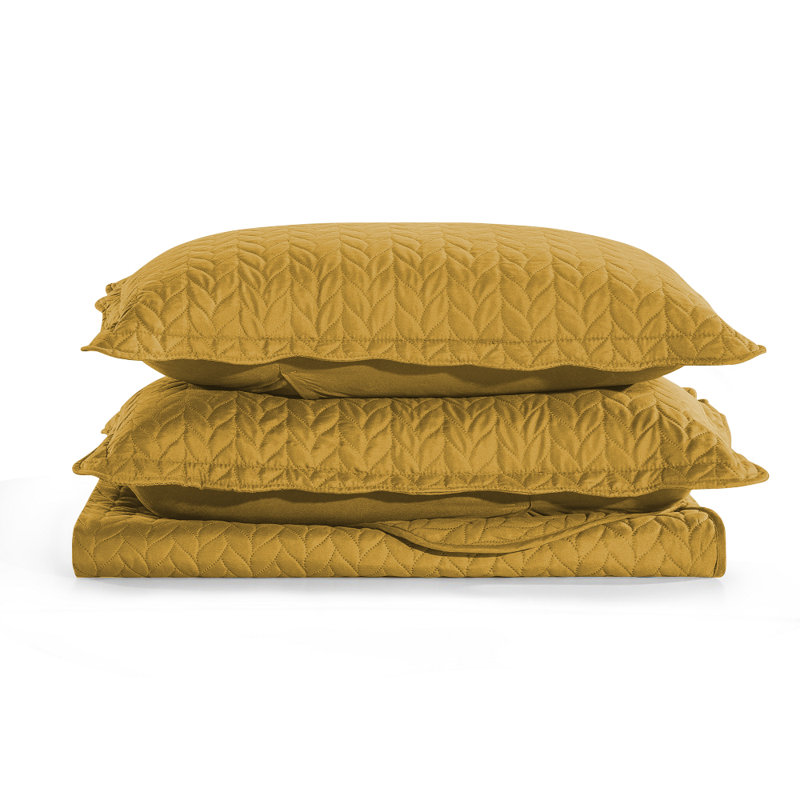 Microfiber Embossed Queen Quilt Sets| Hotel-Quality Bedspread, Ochre, Queen Bedspread ( 90 x 96)+ 2 Standard Pillowcases