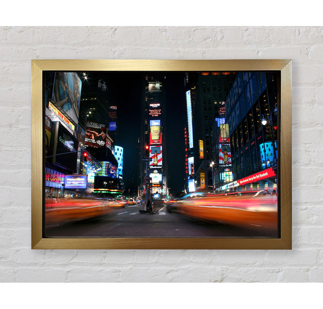 Times Square Yellow Cab Blur - Einzelner Bilderrahmen Kunstdrucke