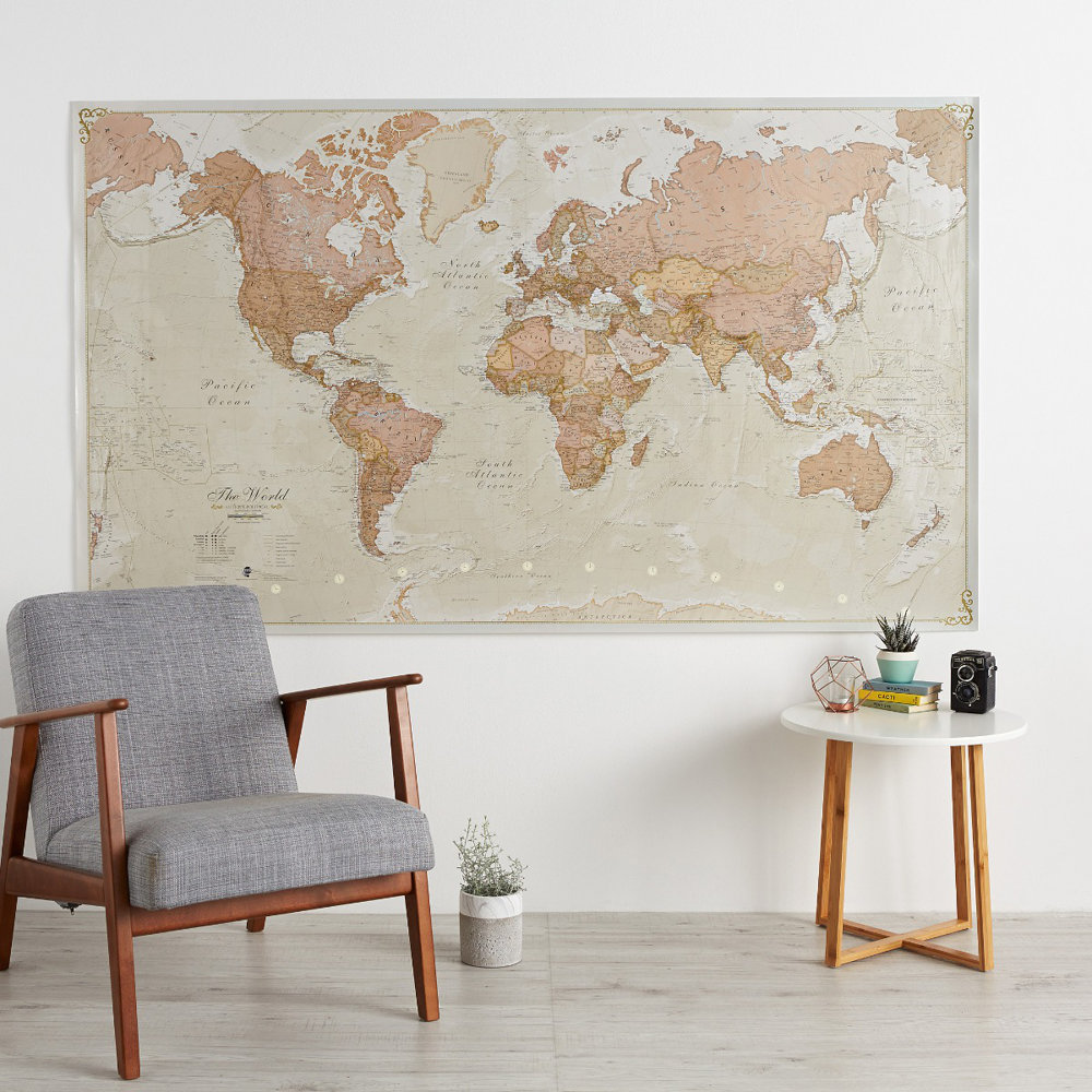 Maps International 78'' W x 46'' H Dry Erase And Laminated World Map