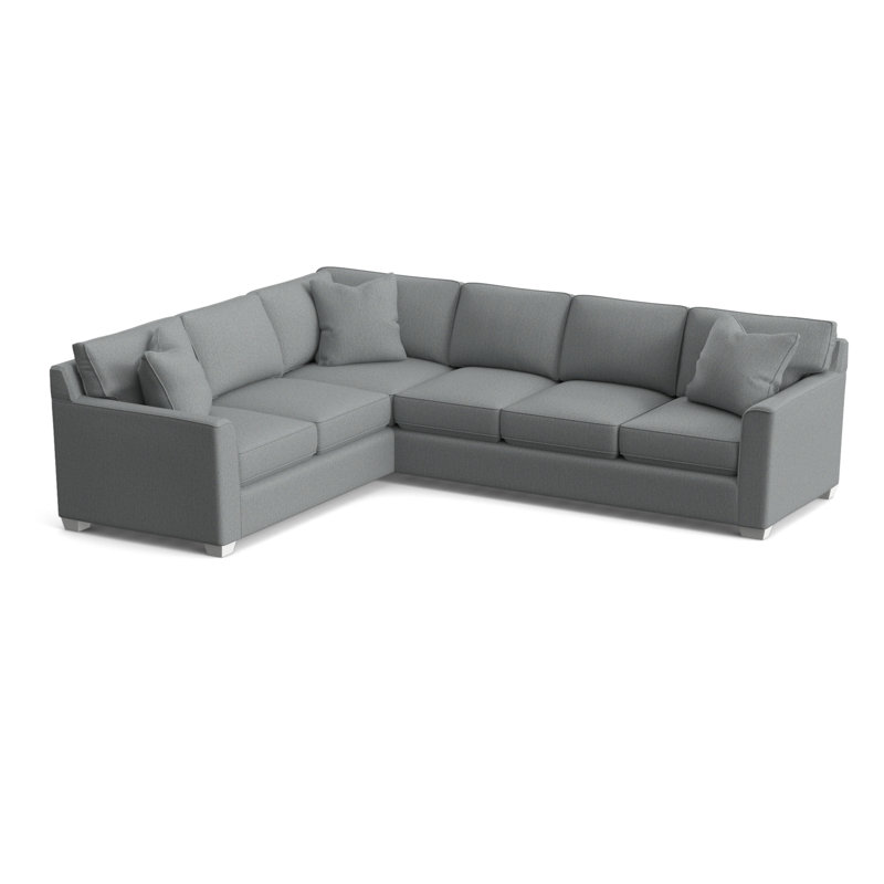 Frye L-Sectional, Frost White, Left Hand Facing, Light Blue Performance Fabric; 0851-55