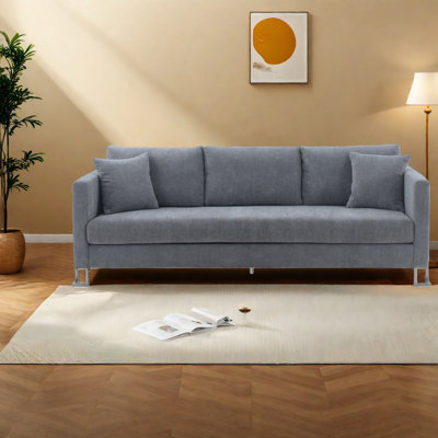 Contemporary Gray Sofa With Steel Legs For Home Family