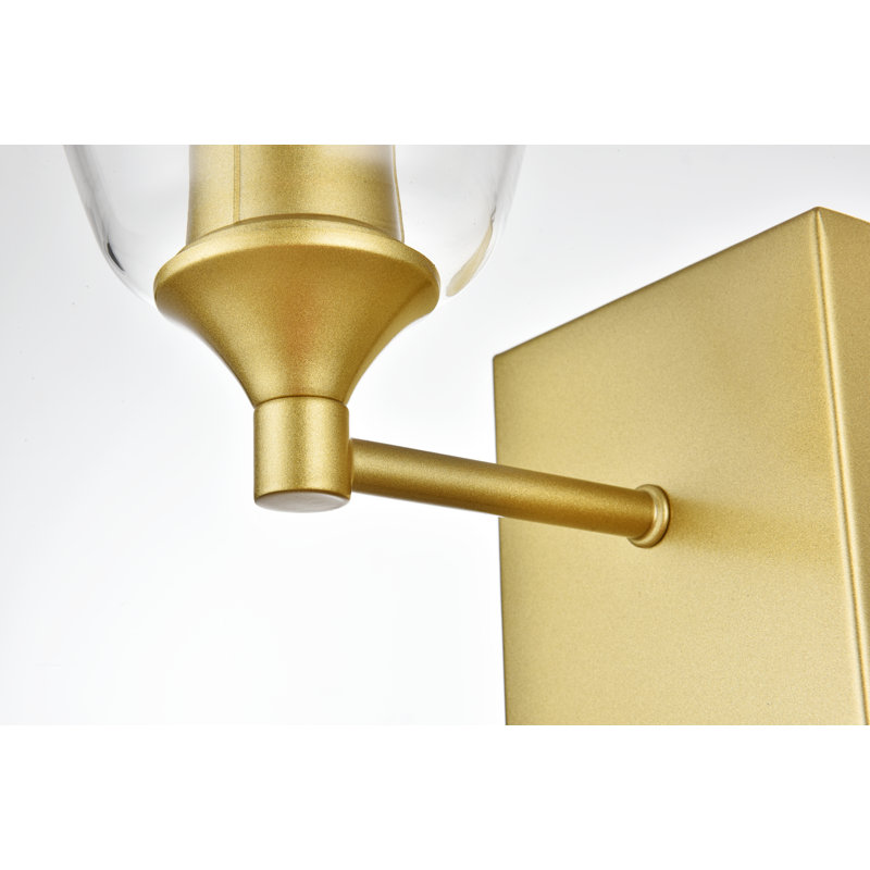 Éclairage pour meuble-lavabo à intensité variable Bahraoui, Laiton, H 10 po x l 15 po x P 15 po, Deux lumières