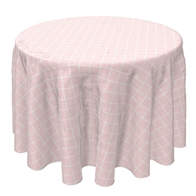 Round Checkered Cotton Twill Tablecloth