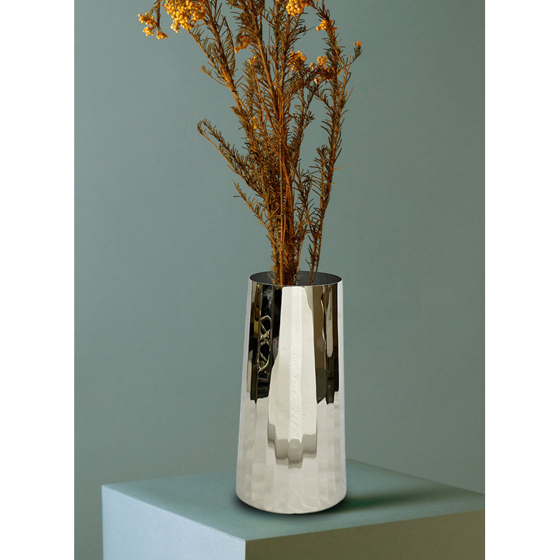 Weslynn Stainless Steel Table Vase, Silver, 9" H x 4.25" W x 4.25" D