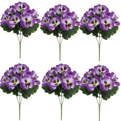 6PCS artificielles fleurs artificielles pour l'extérieur, fausses fleurs en soie résistantes aux rayons UV pour l'intérieur et l'extérieur