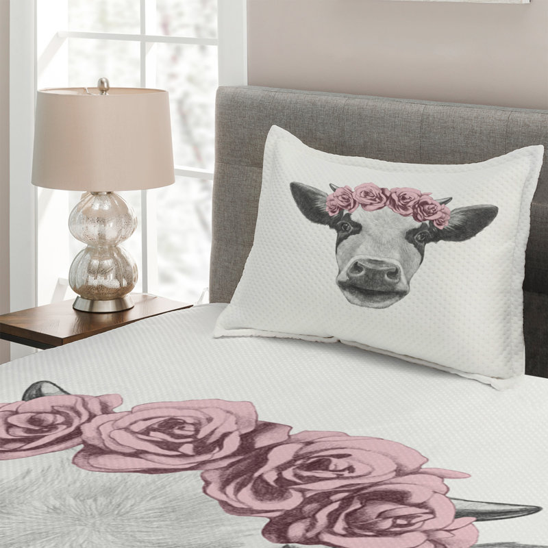 Farmhouse / Country Polyester Coverlet, Twin Bedspread + 1 Sham