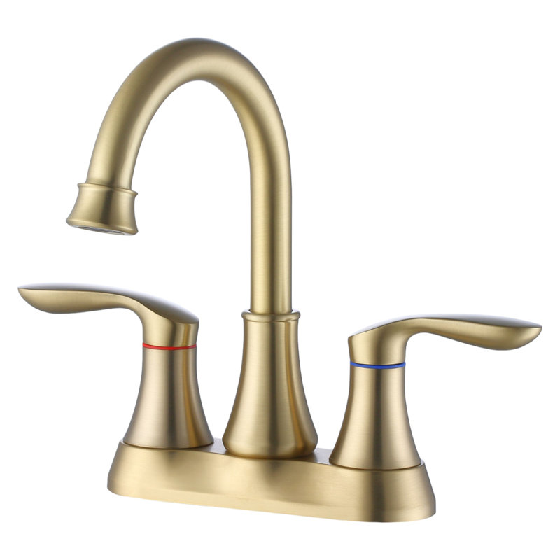 Centerset 2-handle Bathroom Faucet with Drain Assembly, Brushed Gold