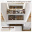 Dressing Table with LED Mirror, 11 Drawers, 2 Cabinets, Adjustable Shelf, Glass Top, Power Outlet-1961426144