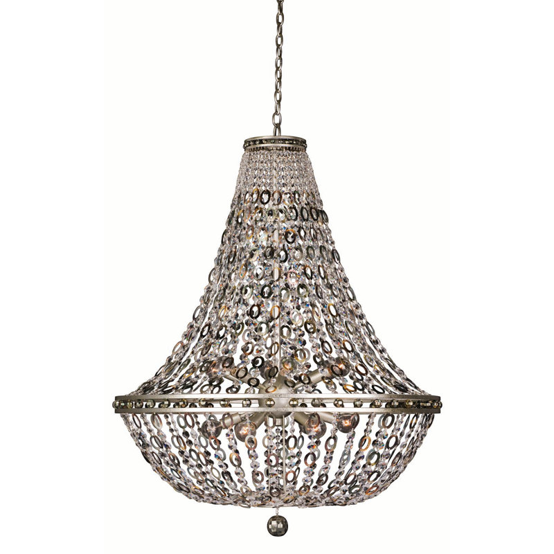 Lucia 42" Vintage Silver Crystal Empire Chandelier
