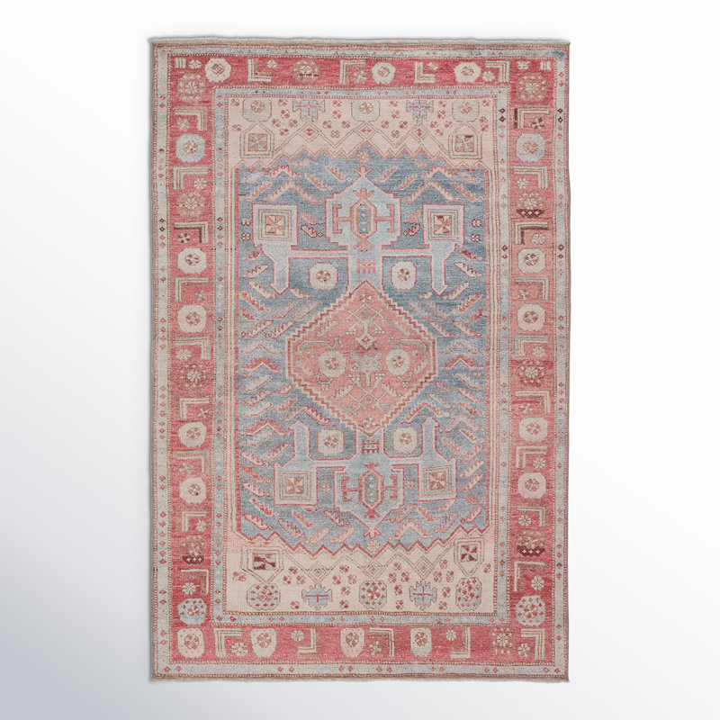 Blue Shadow/Peach Blossom/Shell Area Rug, Rectangle 4' x 6'