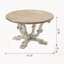 Table basse ronde en bois 31,5 x 31,5 x 18,5 po avec finition blanche patinée et pieds à volutes