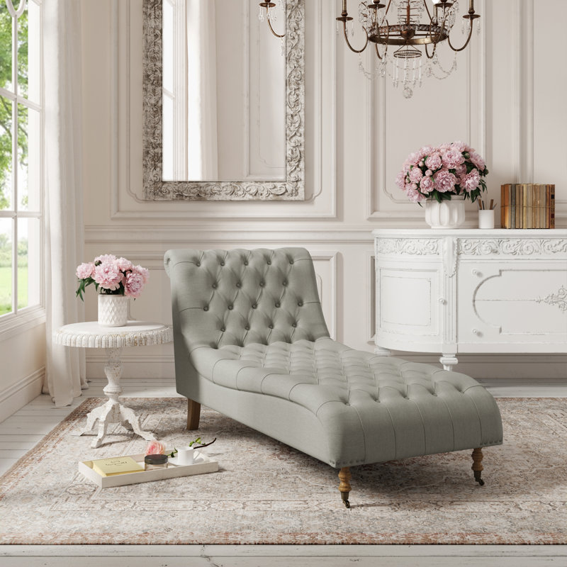 Chaise longue en lin Elegance Aaryan, Lin gris