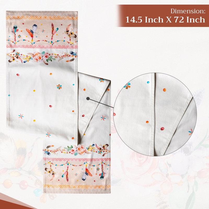 Maison d' Hermine Table Runner 100% Cotton Double Layer Table Runners 72 inches Long Decorative for Home Kitchen Dining Valentines Day Decorations Spring Summer (Ibiza - Beige, 14.5" x 72")