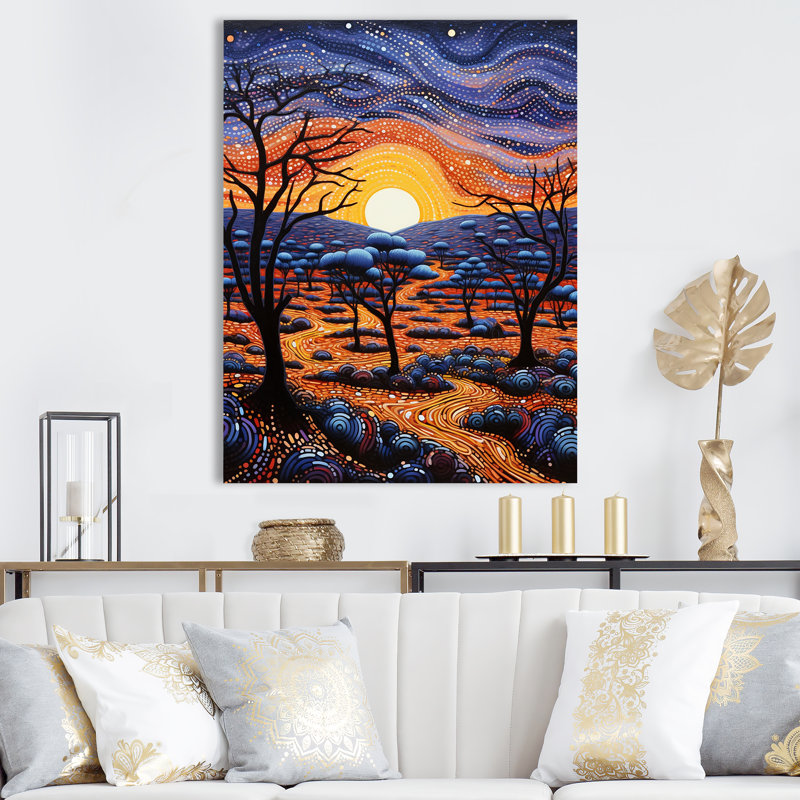 «Native Ancestral Sunrise Landscape» sur toile, Toile tendue, H 32 po x l 16 po x P 1 po