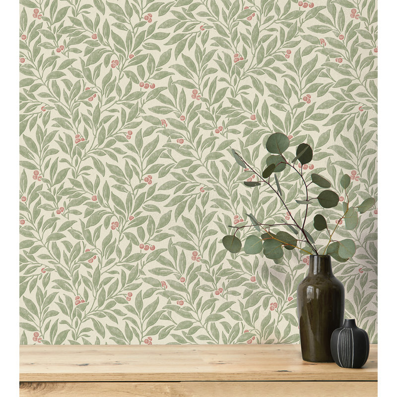 Papier peint Regal Luxe Farmhouse Berry Vine 20,5 po de largeur 33 pi., Vert