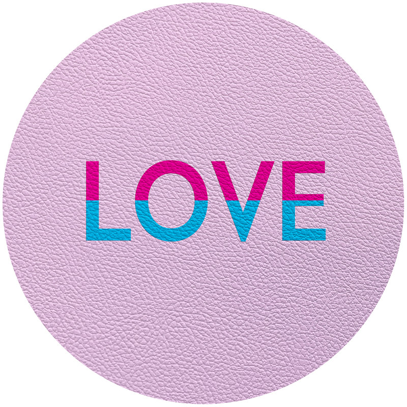 Love 16'' Vinyl Placemat, Pink/Fuschia/Turquoise