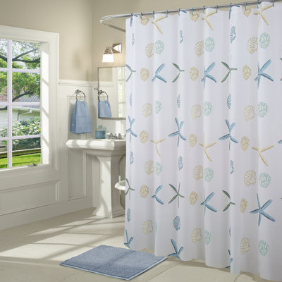 Ensemble de rideau de douche 14 pièces en vinyle et crochets étoile de mer Beideman