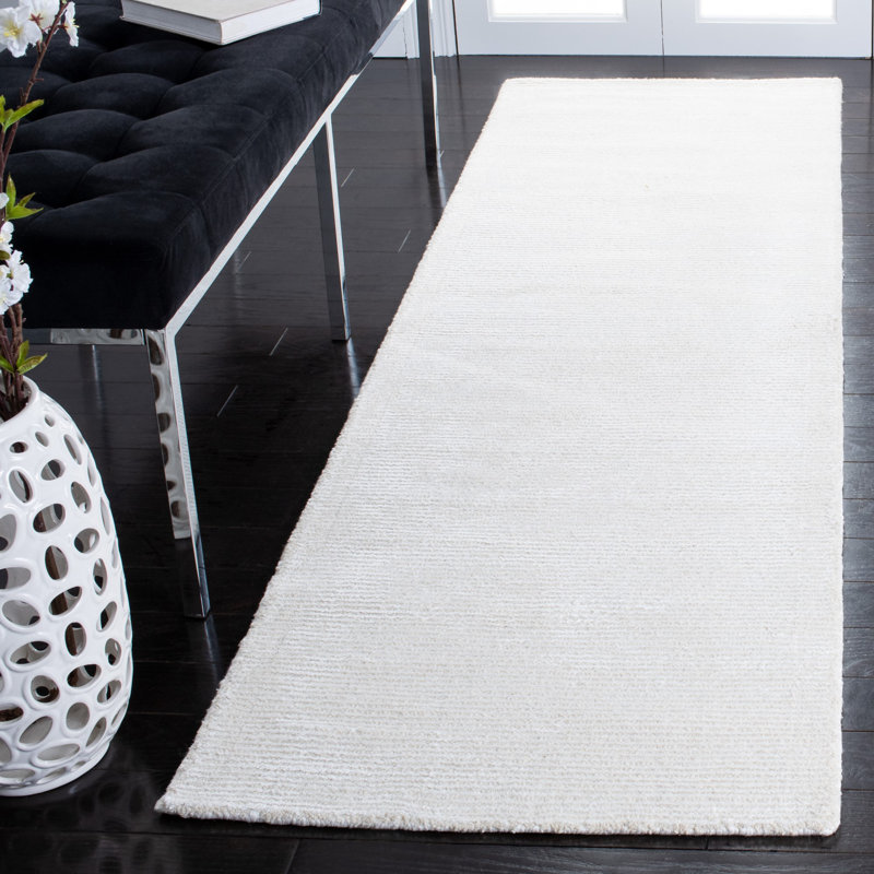 Tapis ivoire touffeté à la main Mersudin, Tapis de couloir 2 pi 3 po x 8 pi