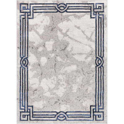 Kampen Abstract Modern Glam Blue Area Rug