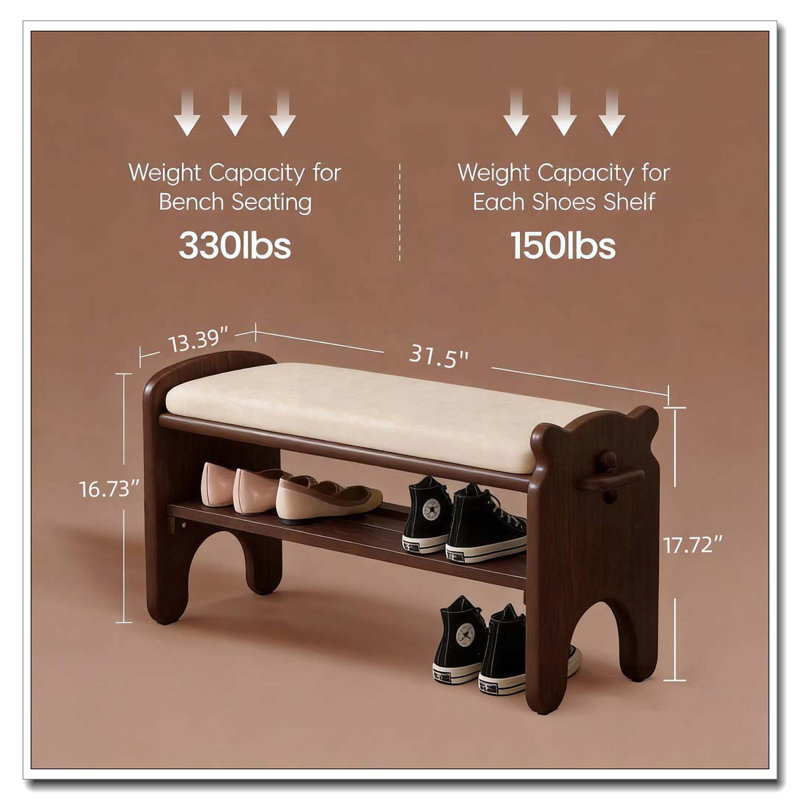 2-Tier Wooden Entryway Bench
