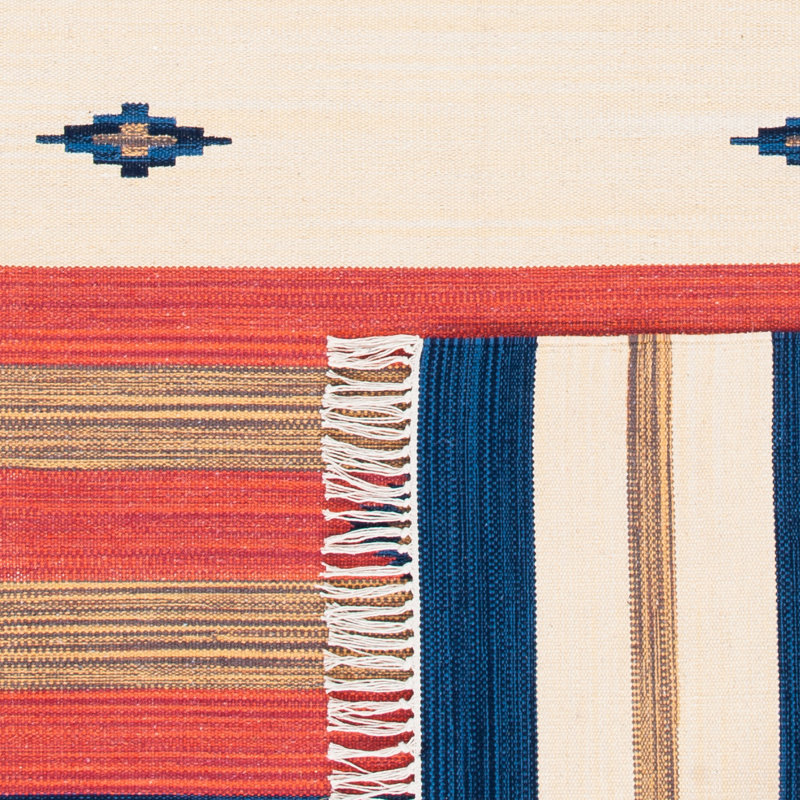 Barham Hand Woven Cotton Southwestern Area Rug, Square 6'