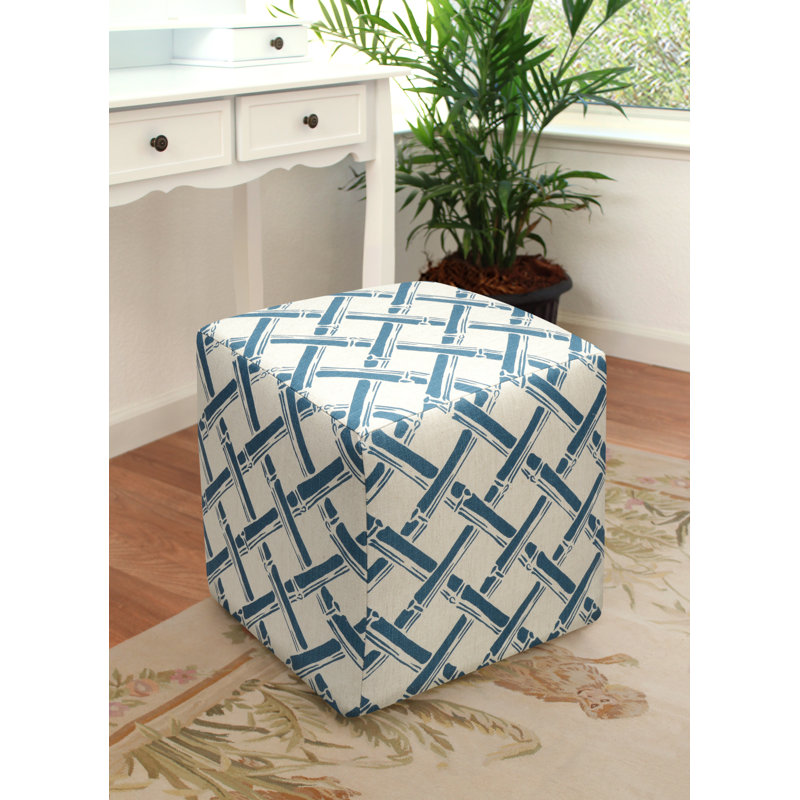 Upholstered Ottoman, Navy Blue