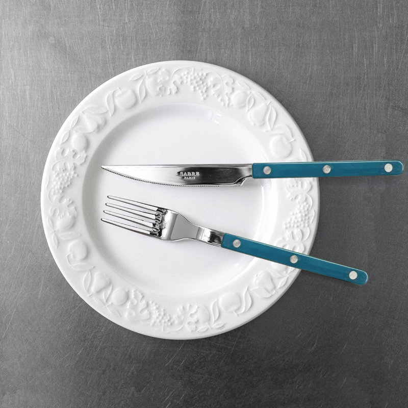 Bistrot Solid 4 - Piece Stainless Steel Flatware Set - Service for 1, Aquamarine