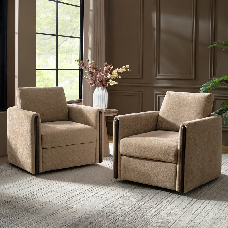 Upholstered Swivel Armchair, Sand