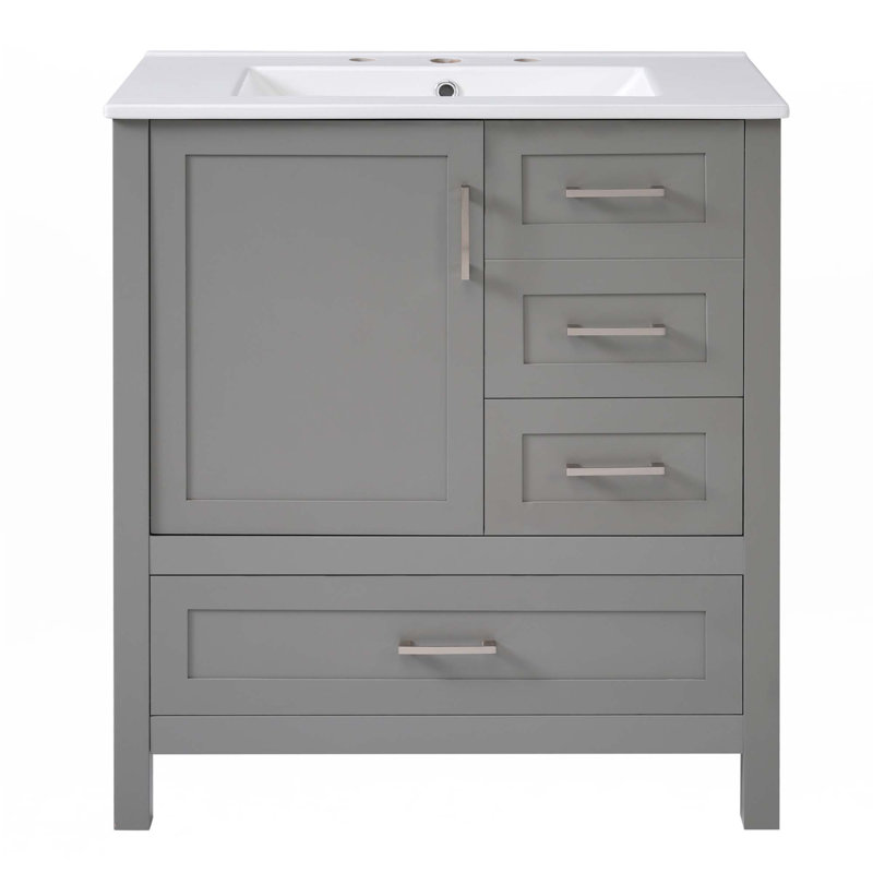 Ensemble de meuble-lavabo 30 po avec lavabo, Argent argent, Gris