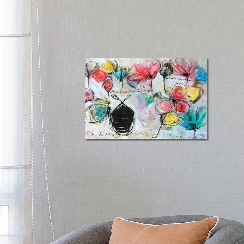 Maternité par Annie Rodrigue - peinture sur toile tendue, H 18 po x l 26 po x P 1,5 po